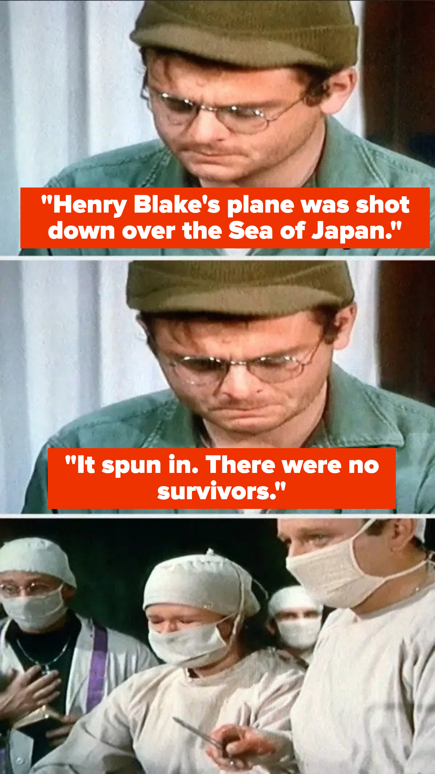 Radar says Henry&#x27;s plane was shot down over Sea of Japan and spun out, and that there were no survivors