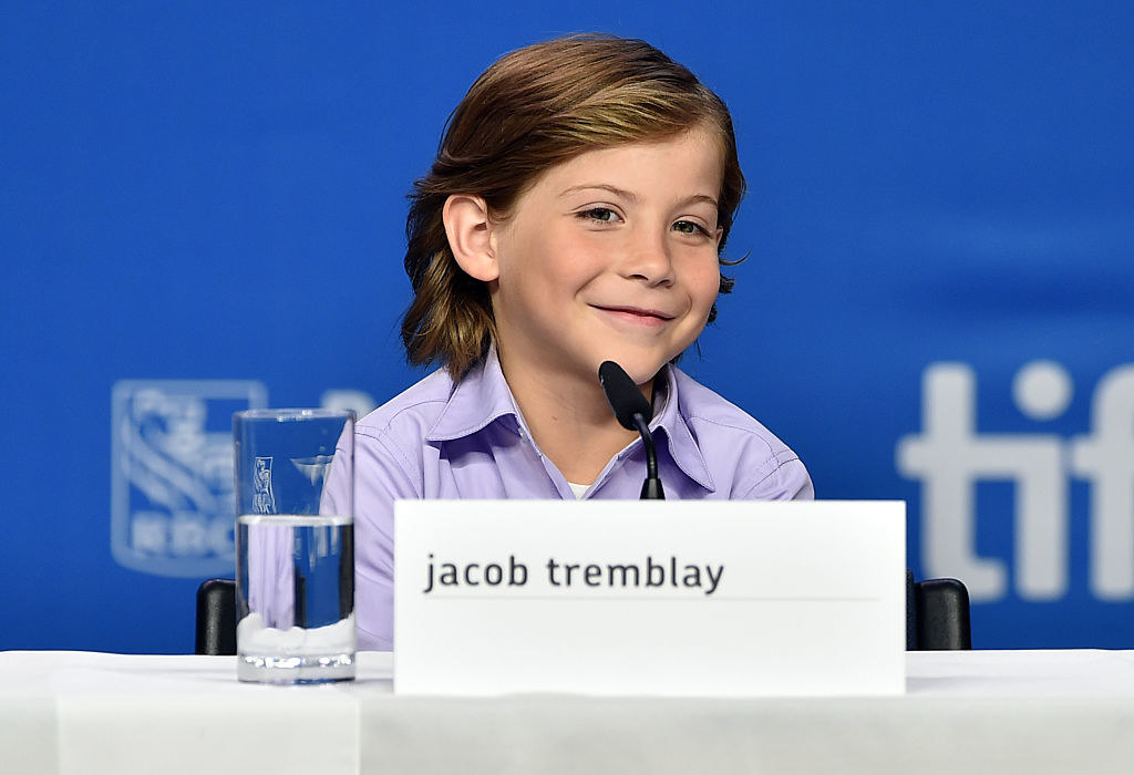 Closeup of Jacob Tremblay sitting during a press conference
