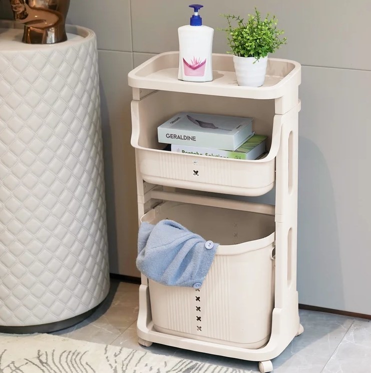 The white two-tier laundry basket