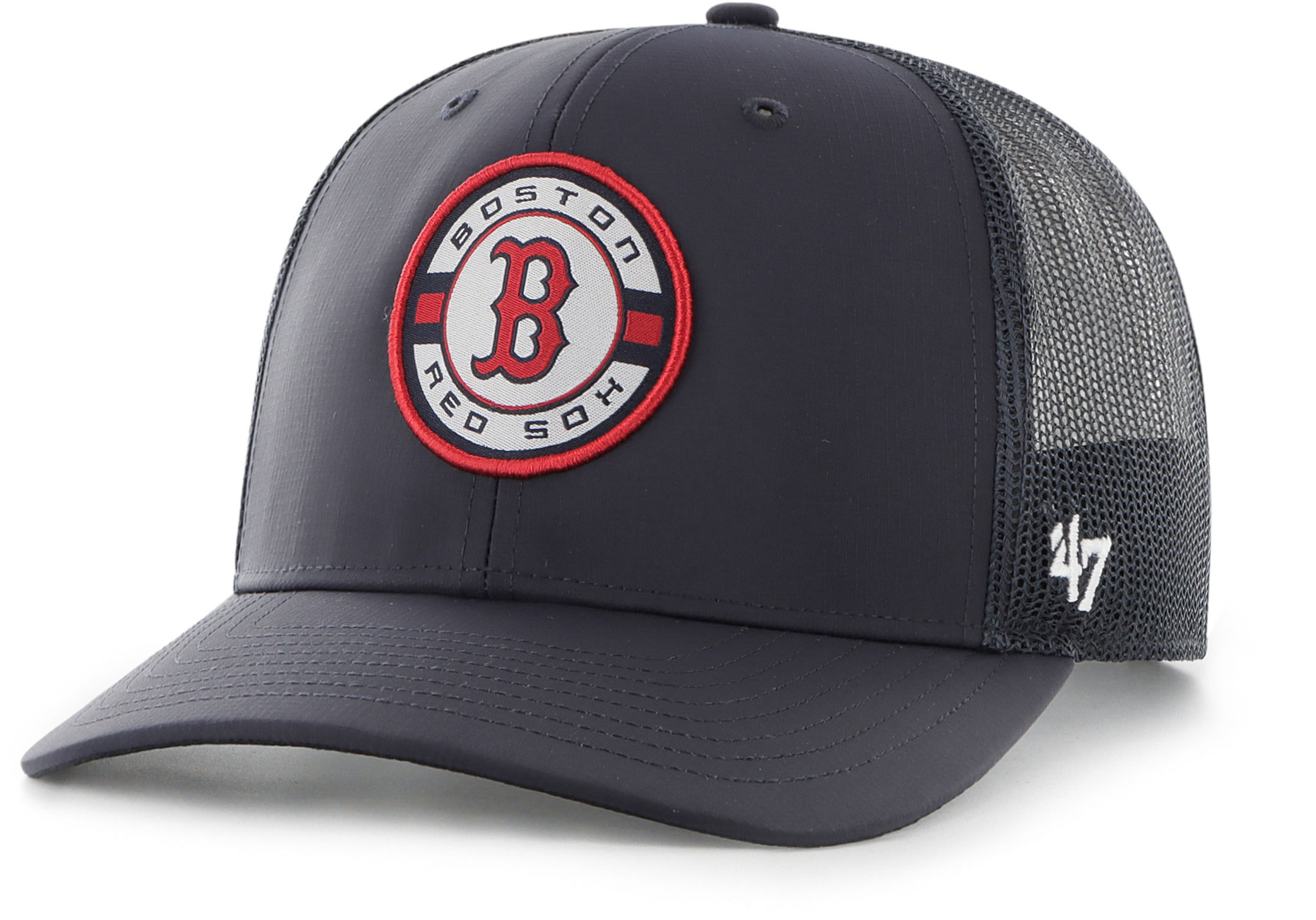 Adult Boston Red Sox Navy Berm Trucker Hat