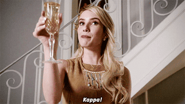 From 'Scream Queens': four young women raise glasses of champagne and say &quot;Kappa!&quot;