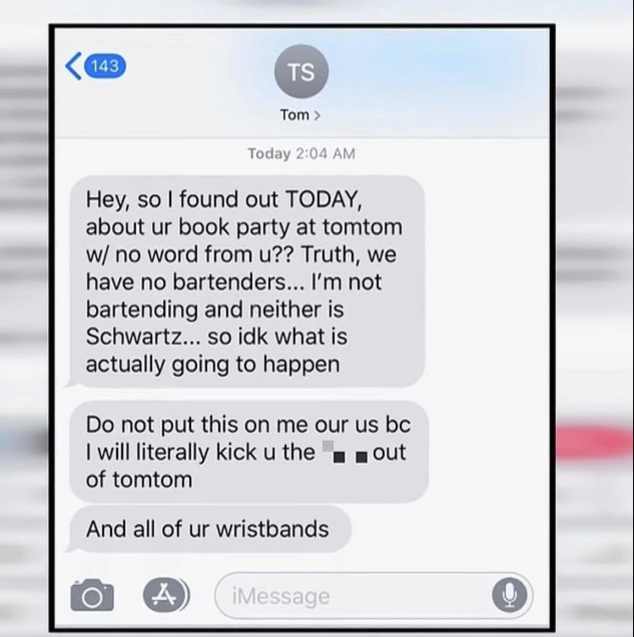 A screencap of Tom Sandoval&#x27;s text to Stassi