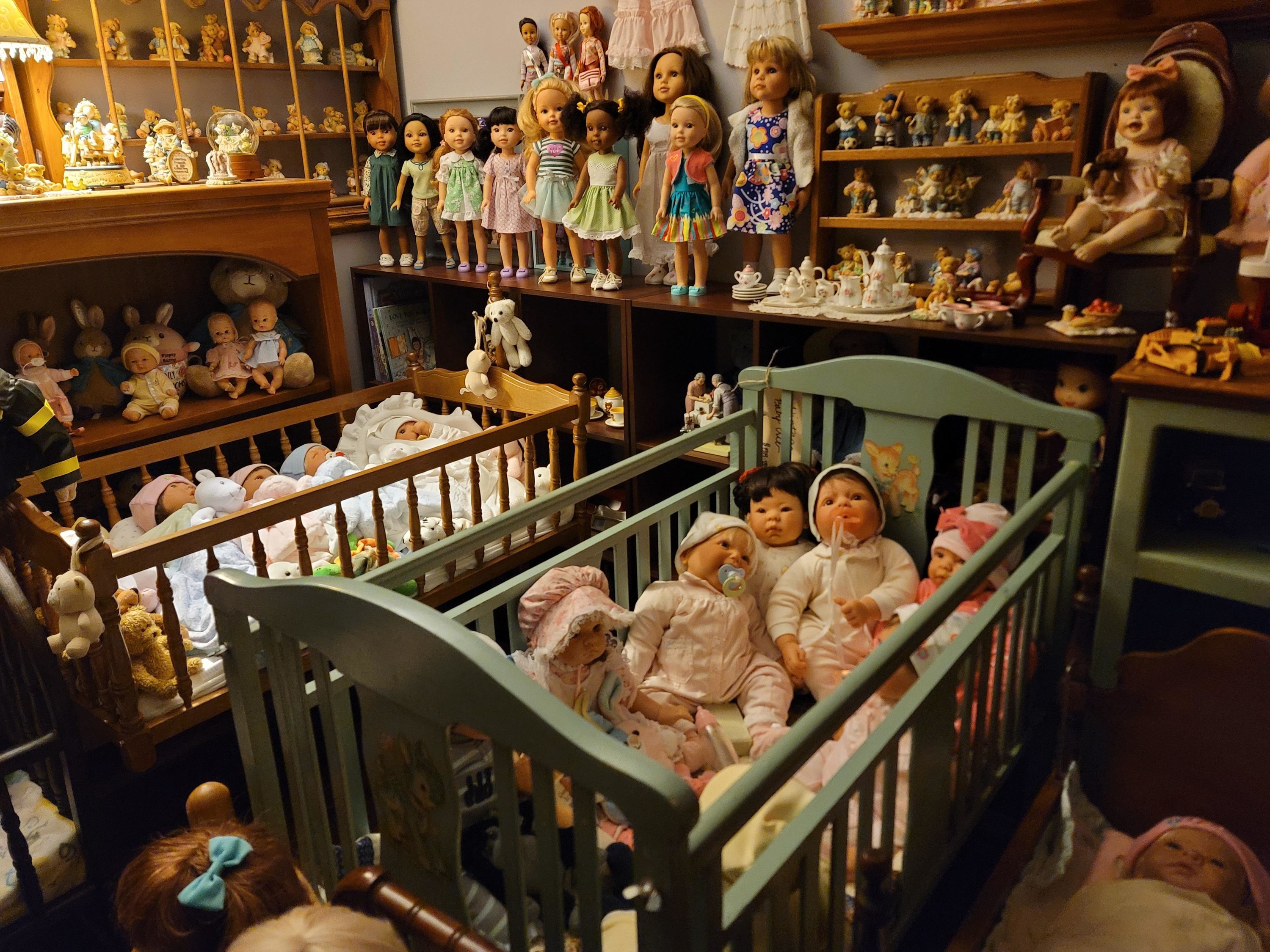 A room filled with dolls