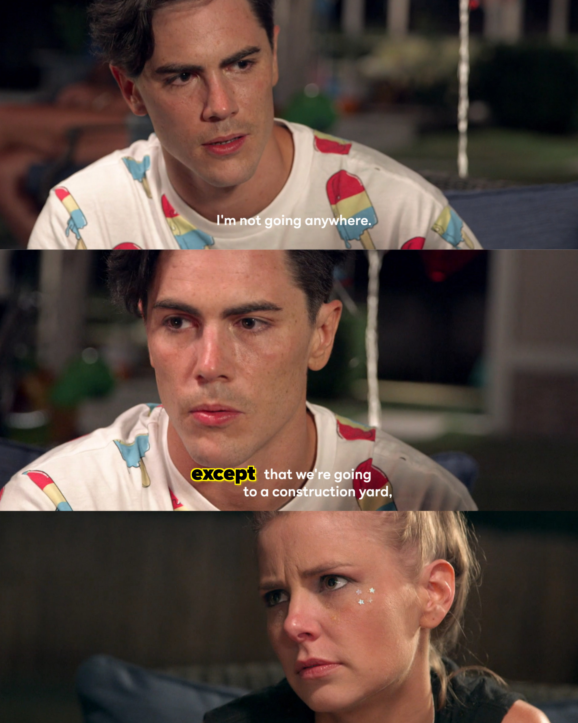 Screencaps of Tom Sandoval and Ariana Madix from Vanderpump Rules