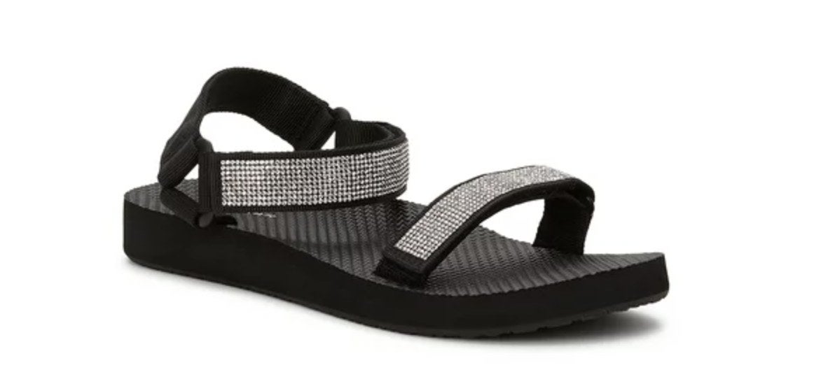 A black bedazzled nature sandal