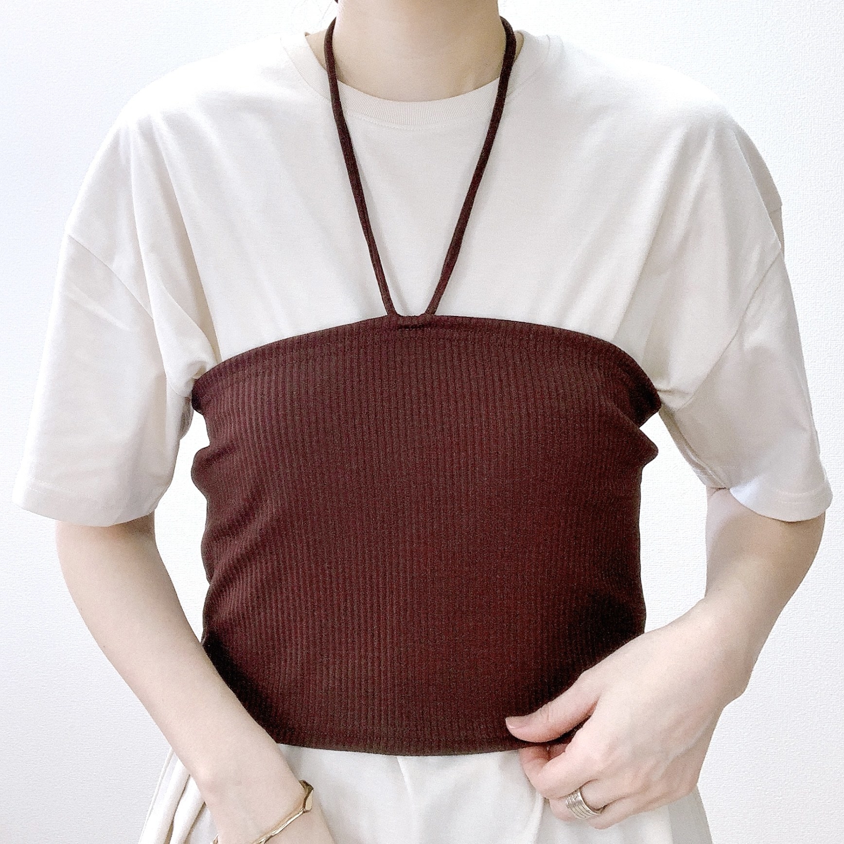 GU（ジーユー）のおすすめのレディースアイテム「リブビスチェセットT（半袖）Q」