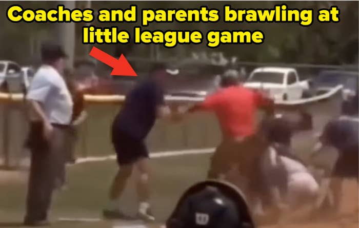 Coaches and parents brawling at a little league game