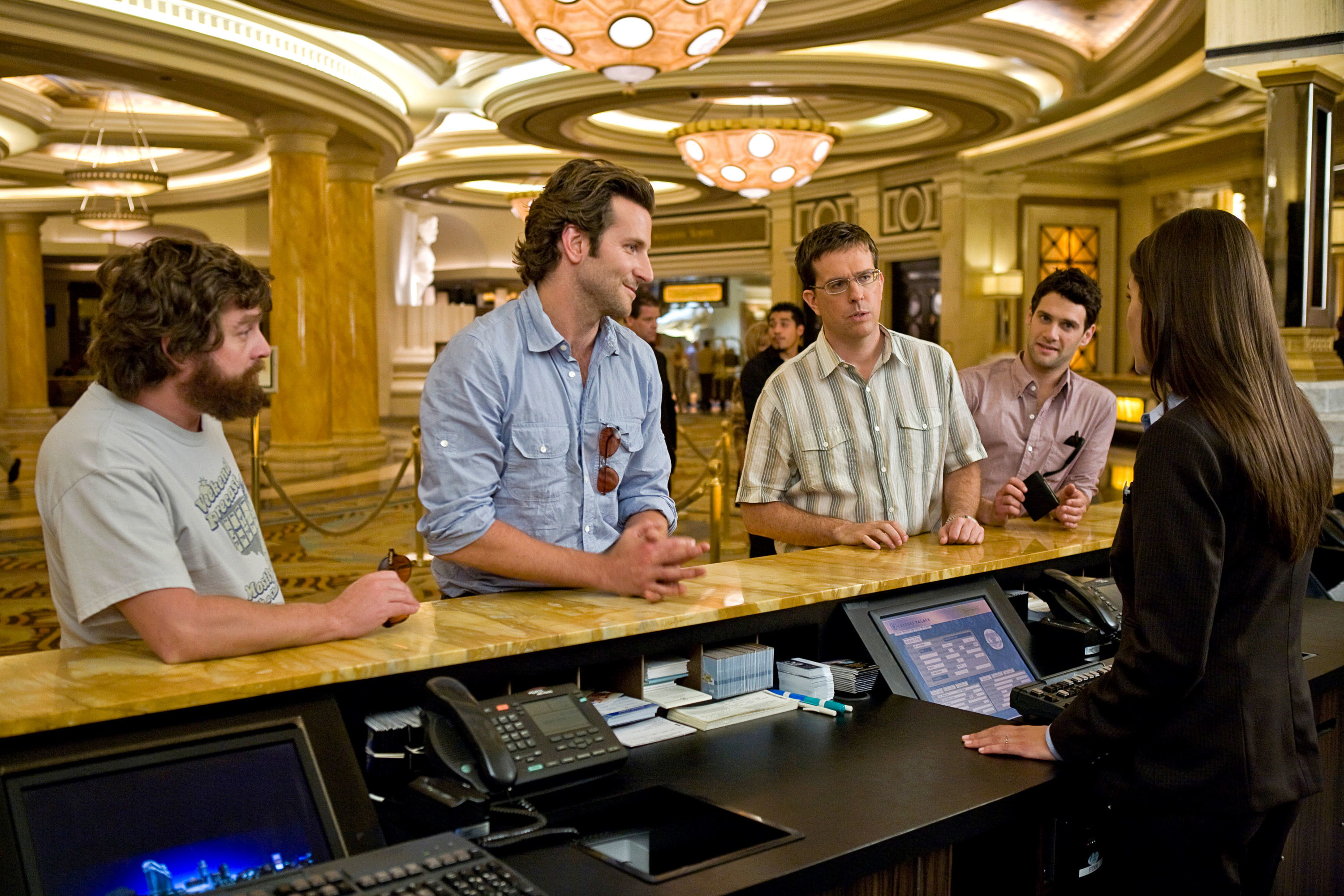 Zach Galifianakis, Bradley Cooper, Ed Helms and Justin Bartha in The Hangover