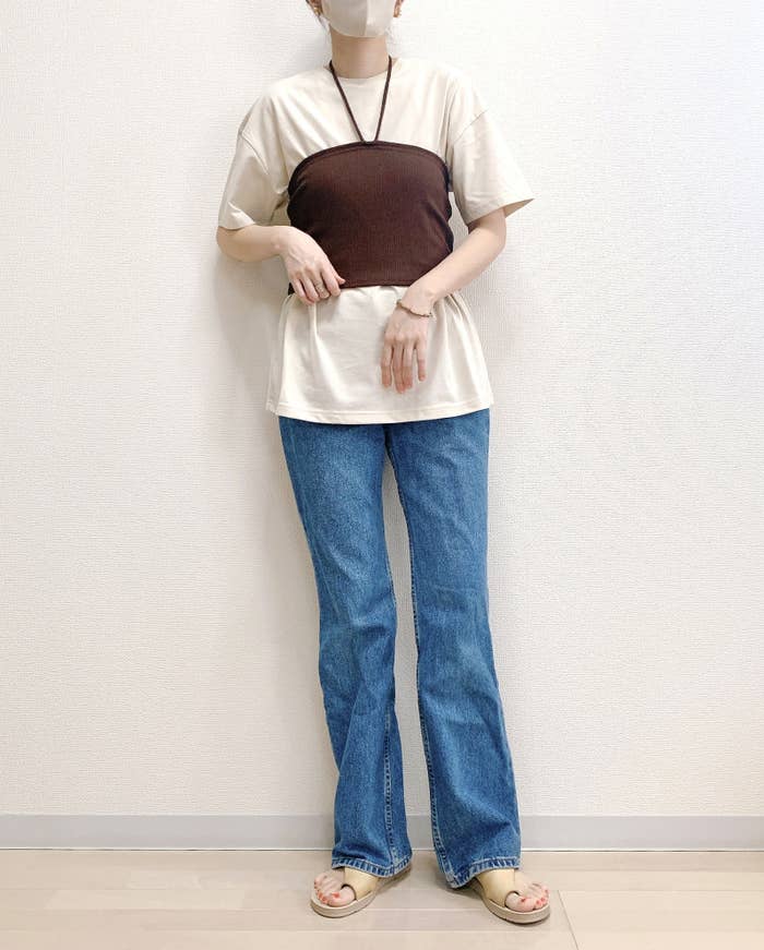 GU（ジーユー）のおすすめのレディースアイテム「リブビスチェセットT（半袖）Q」