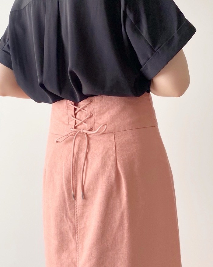 GU(ジーユー)のオススメのスカート「リネンブレンドナローロングスカートZ+E」