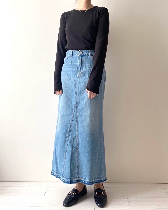 GU（ジーユー）のおすすめファッションアイテム「デニムAラインロングスカート」