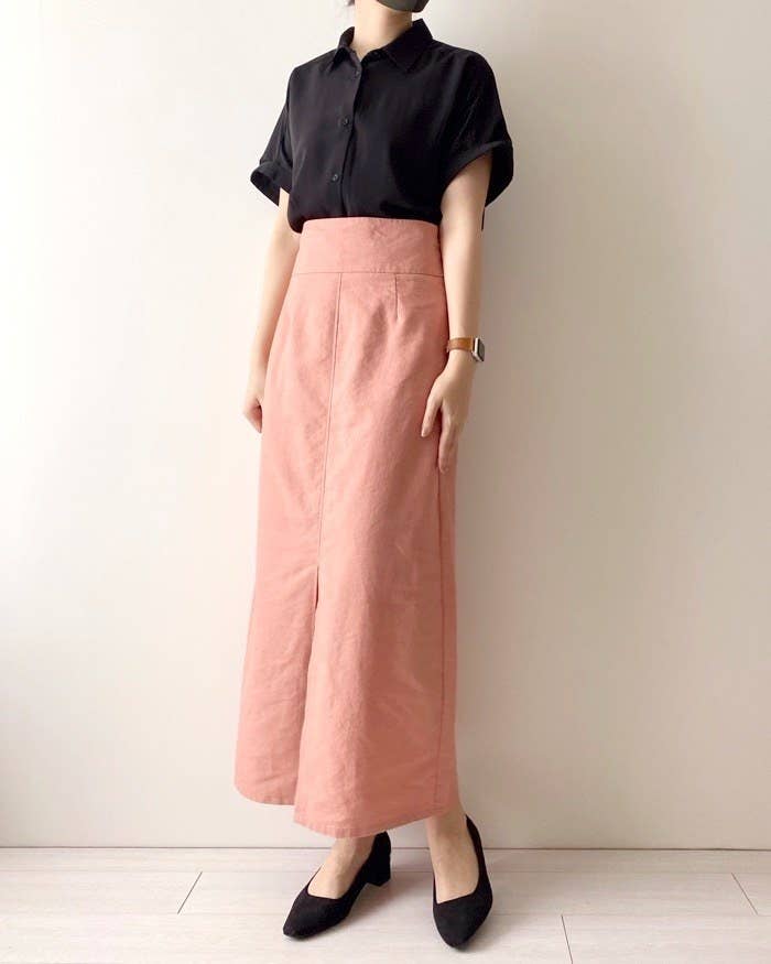 GU(ジーユー)のオススメのスカート「リネンブレンドナローロングスカートZ+E」