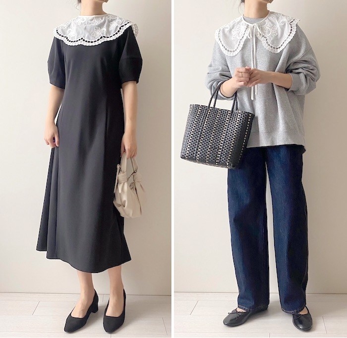 ZARAのオススメのファッション「刺繍入りつけ衿」のコーディネート