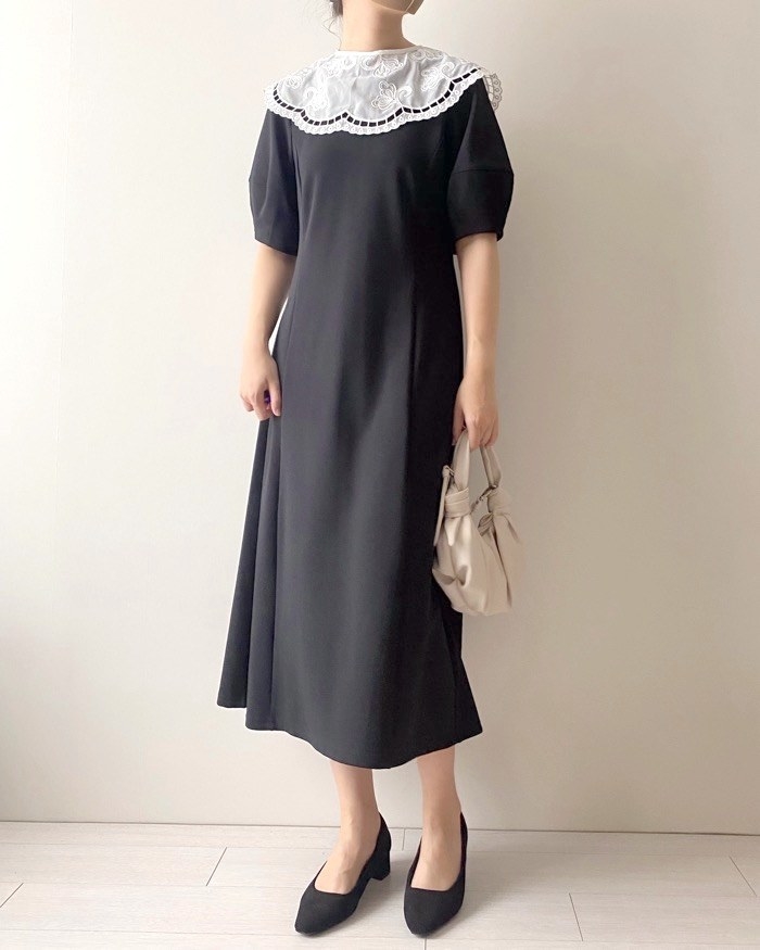 ZARAのオススメのファッション「刺繍入りつけ衿」のコーディネート