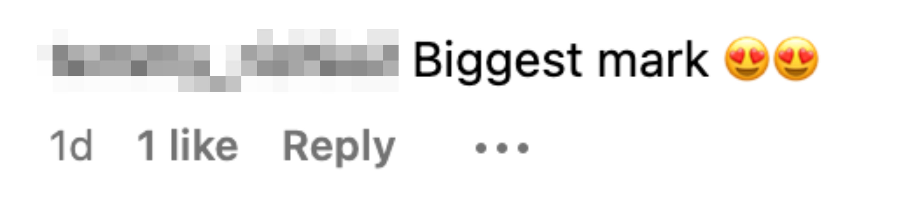 &quot;Biggest mark&quot; with two heart-eye emojis
