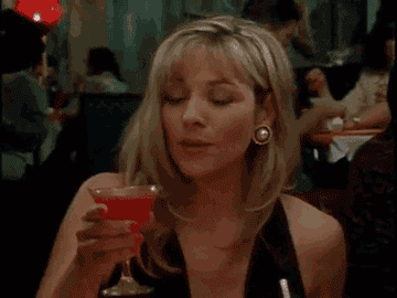 Samantha raising a glass