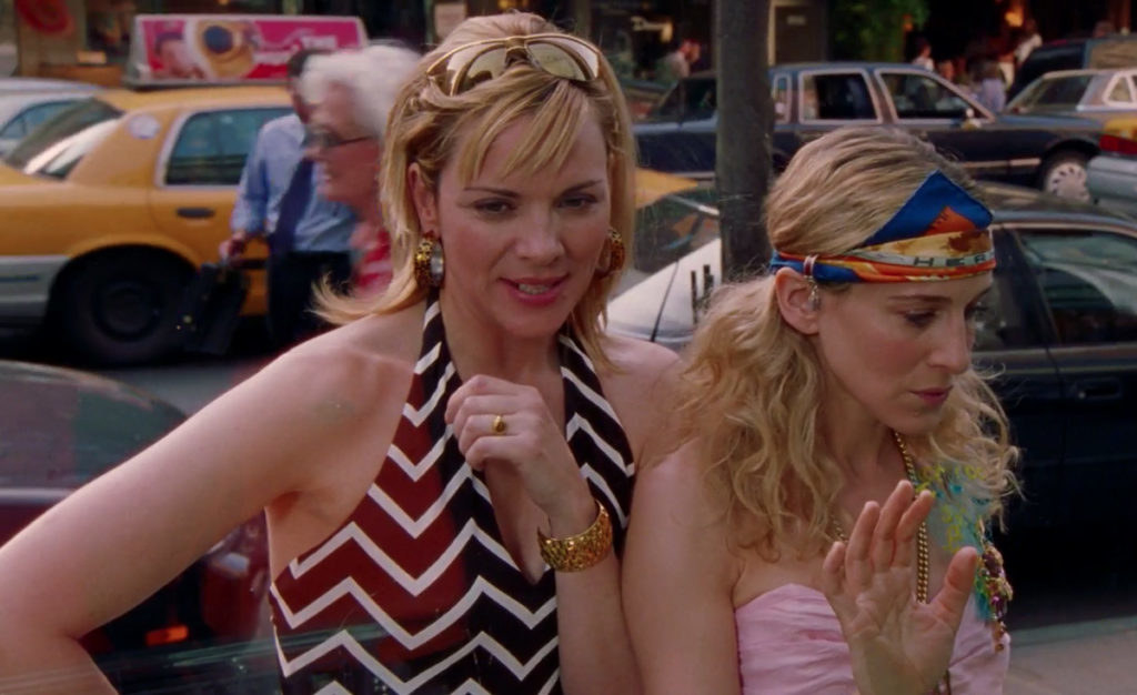 Kim and SJP in a scene from SATC