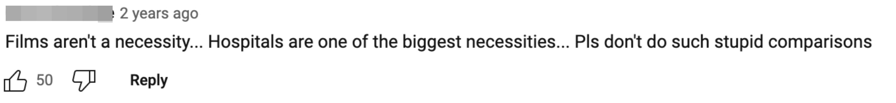 Screenshot of a YouTube comment