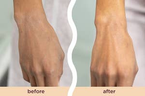 models dry arm before then moisturized arm after using in shower moisturizer