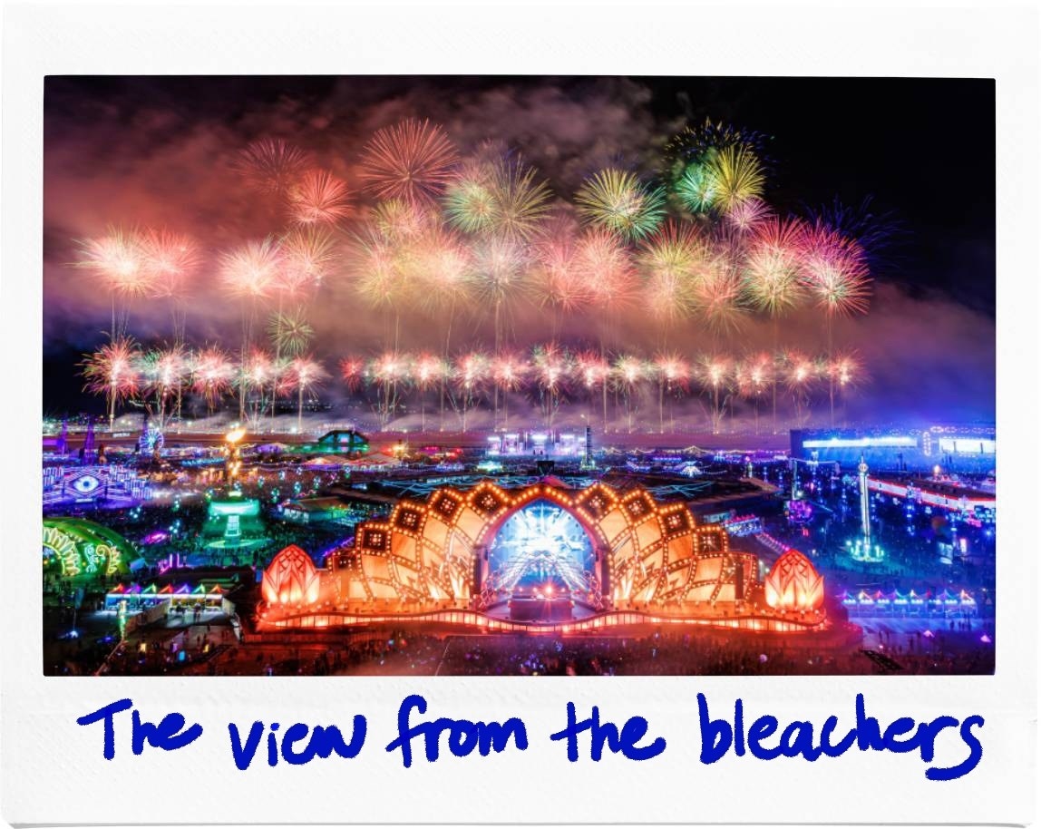 view of edc venue with fireworks display