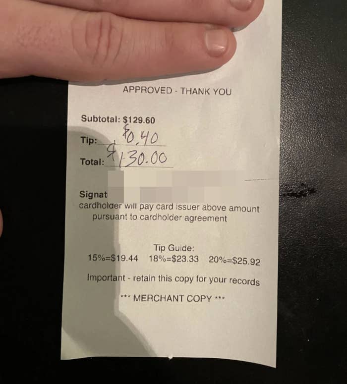 Screenshot of a receipt
