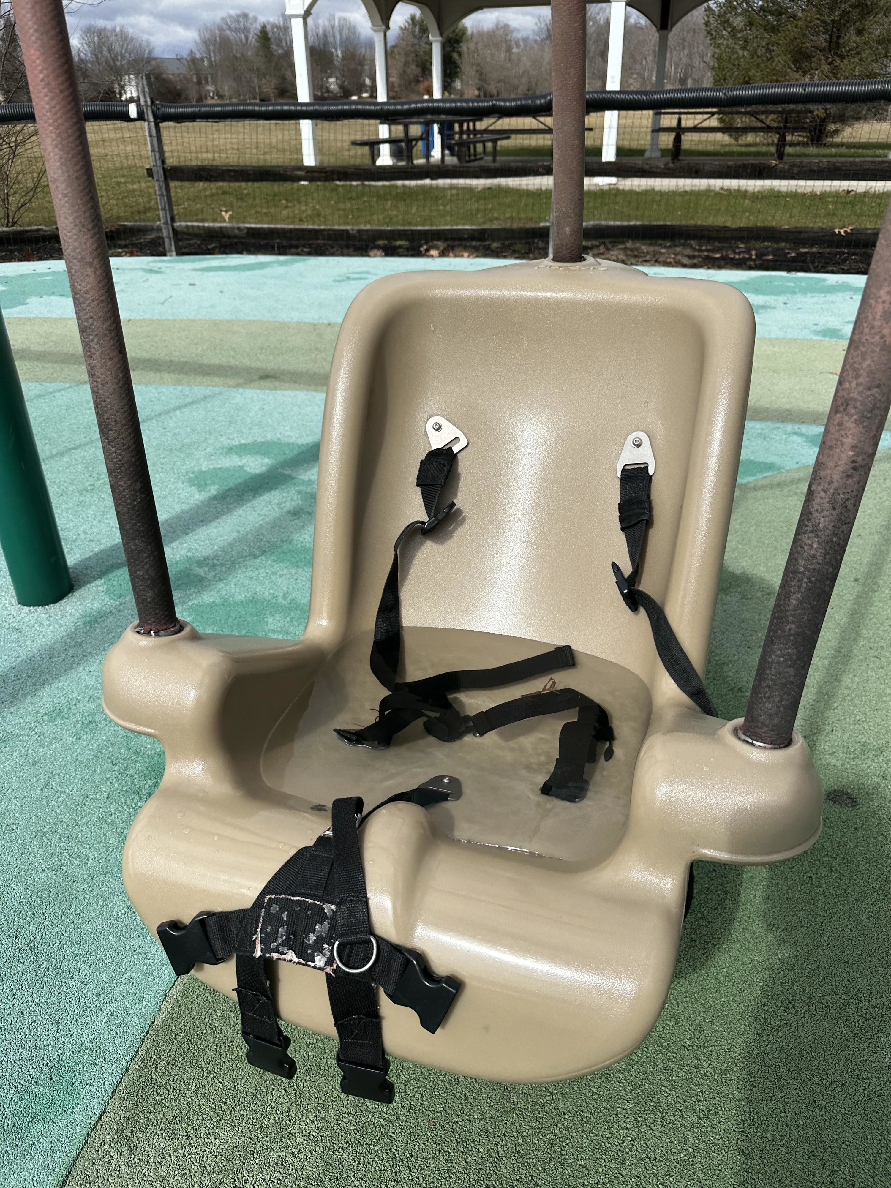 A wet child swing