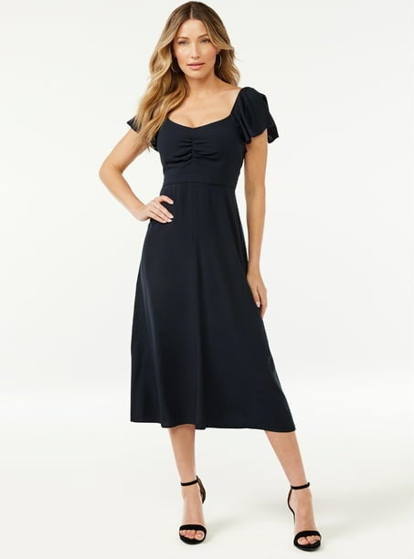 model in a black dress