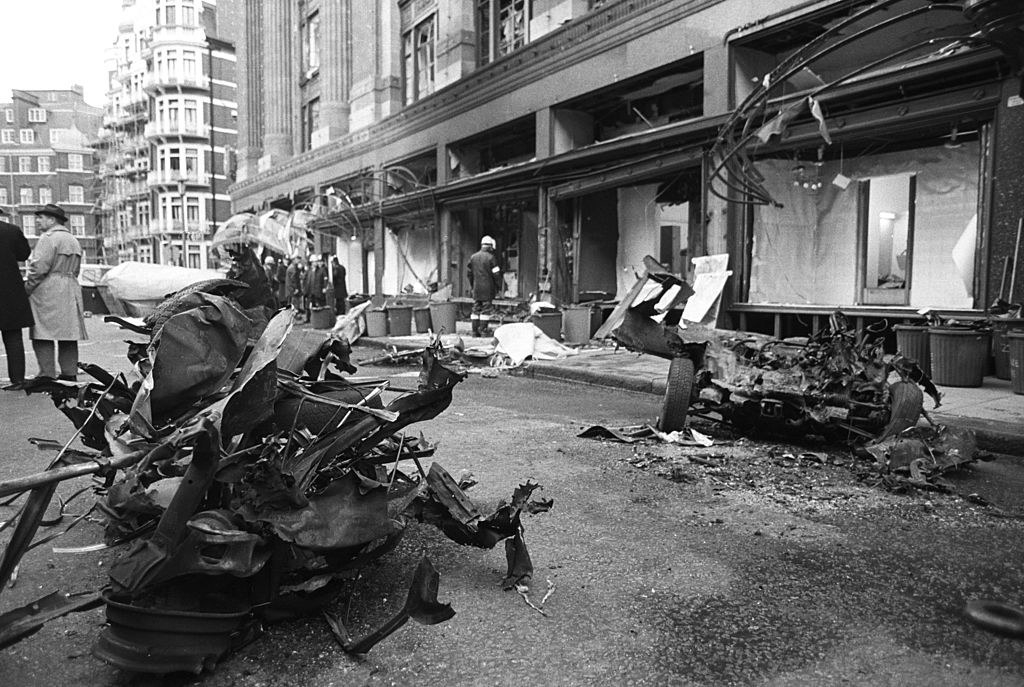 The aftermath of the IRA car bombing of Knightsbridge department store Harrods