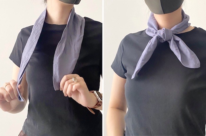 無印良品のオススメの商品「天然由来の接触冷感 ポケット付きスカーフ」