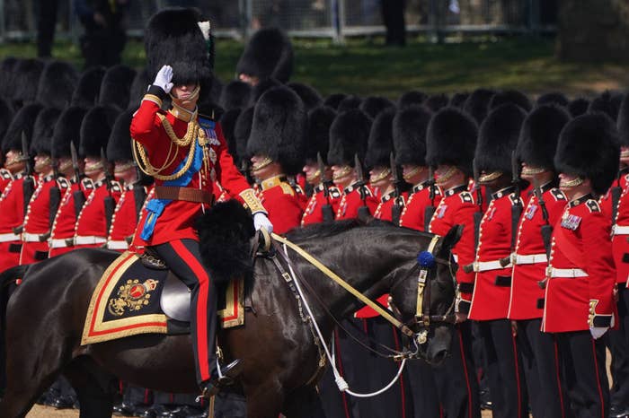 Prince William on horseback leading the guards