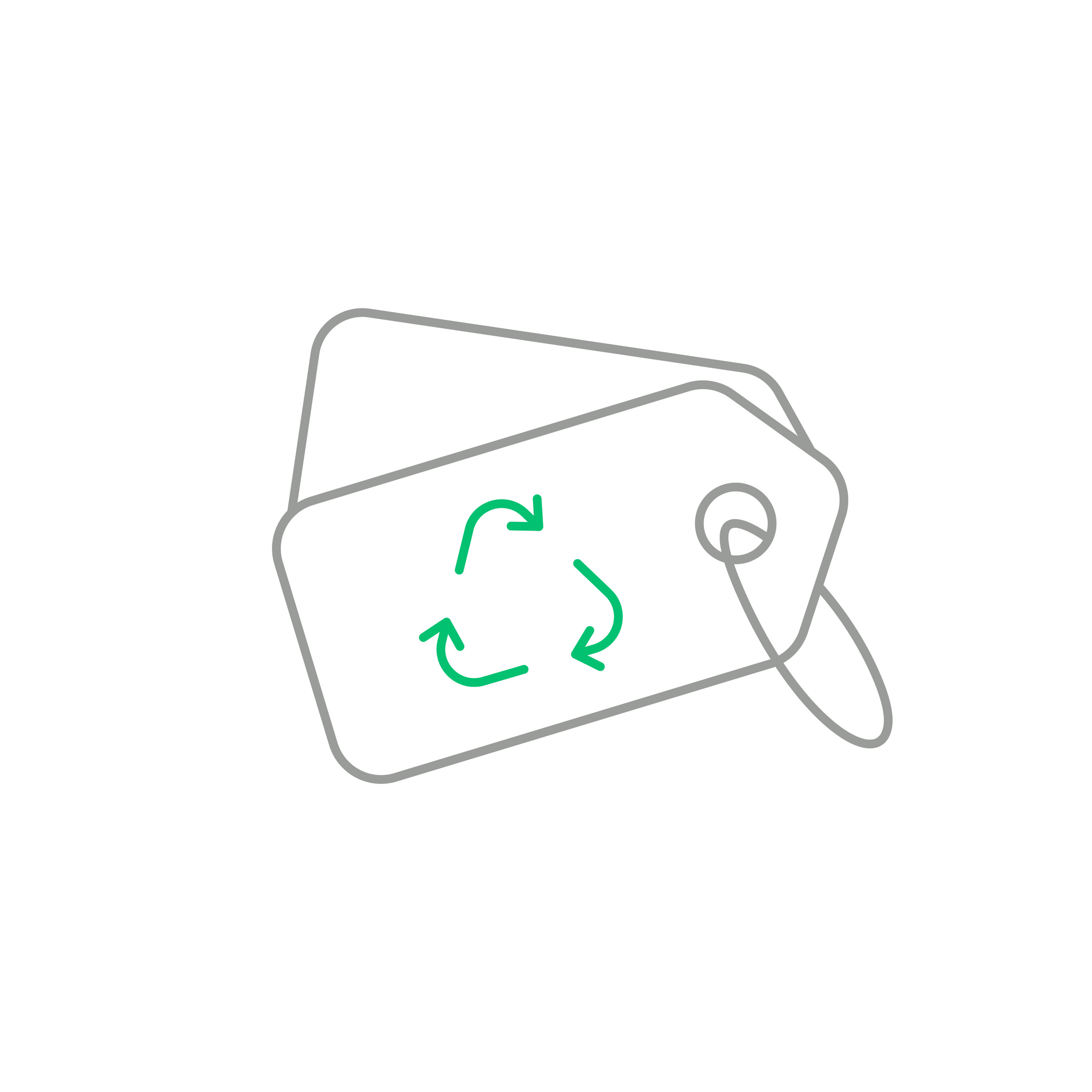 Responsible Fashion Product Label Line Icon with recycle symbol