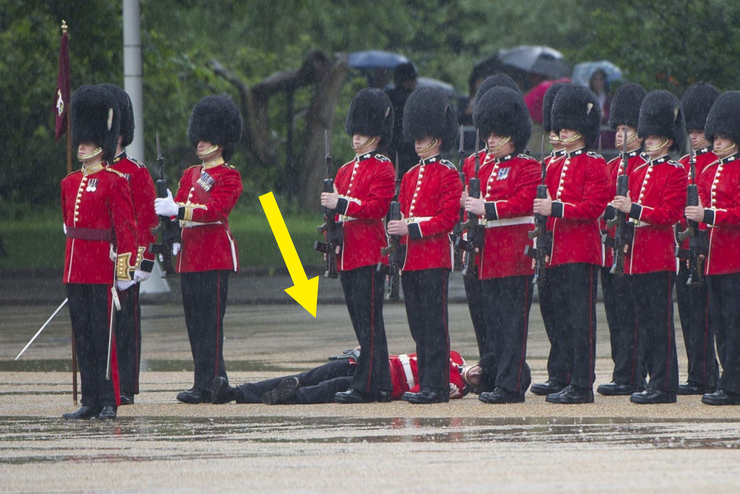 A guard laying on the ground