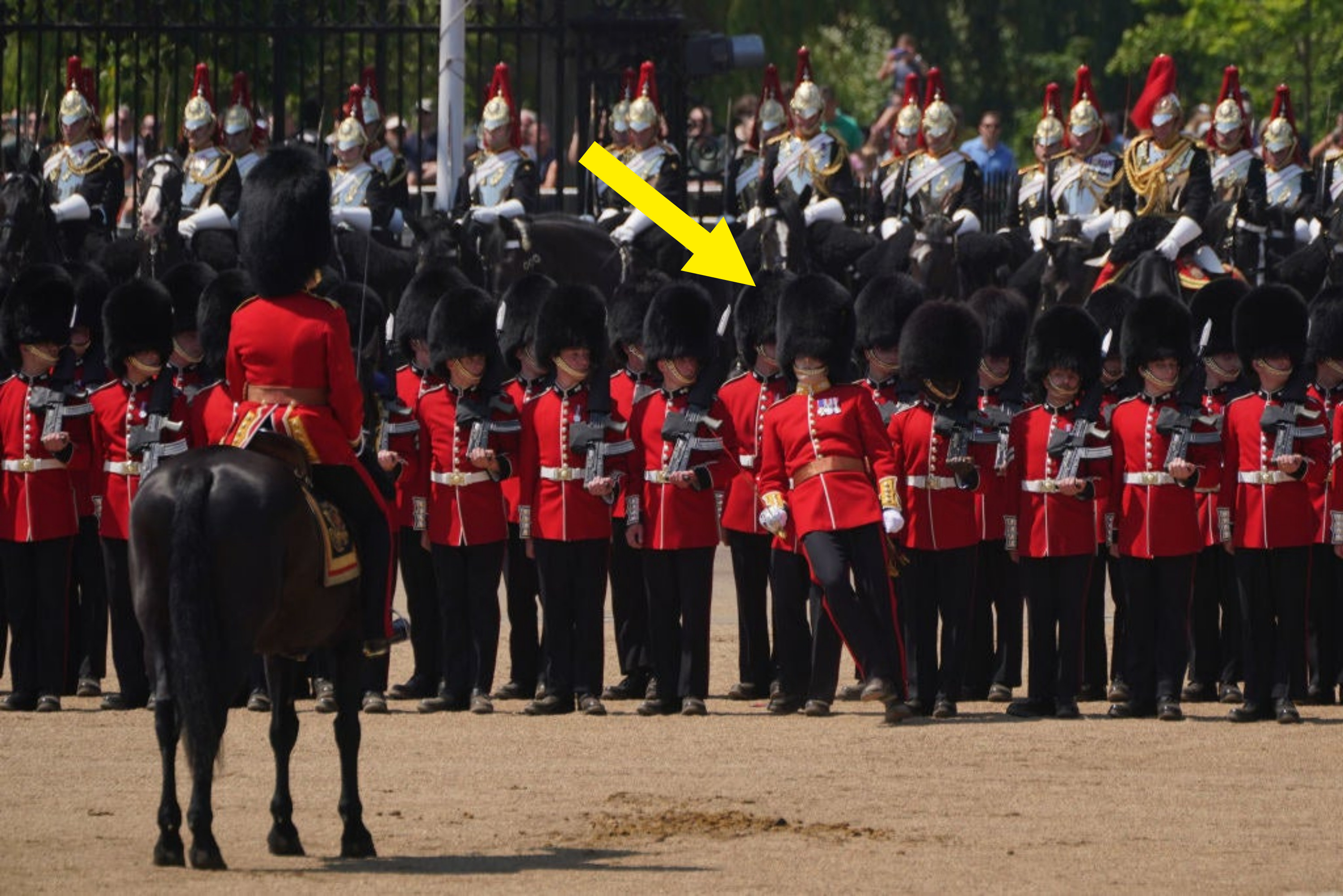 A member of the Coldstream Guards falling