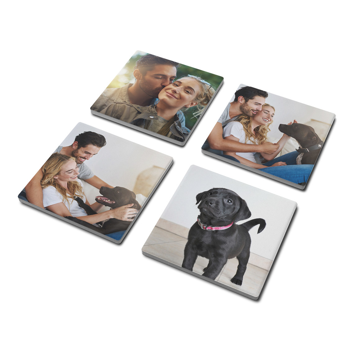 set of four different photo coasters
