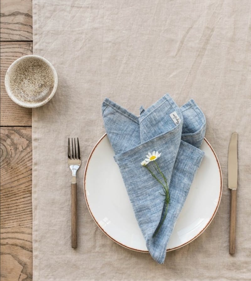 blue chambray linen cloth napkin