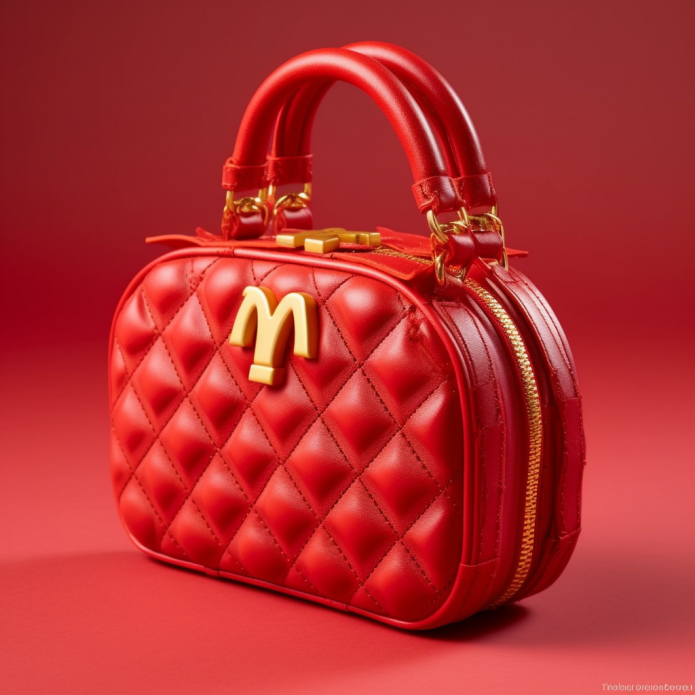 A red purse with the McDonald&#x27;s golden arches