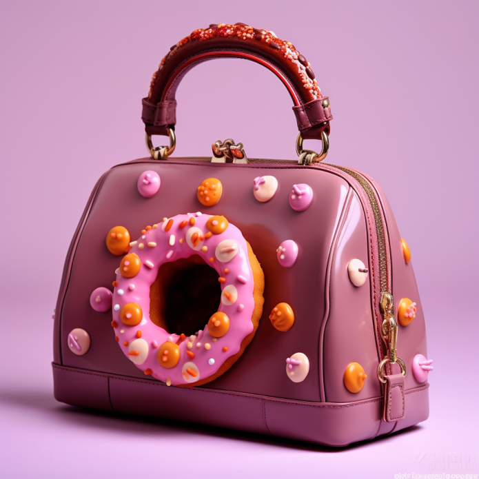 A purse with a donut on it