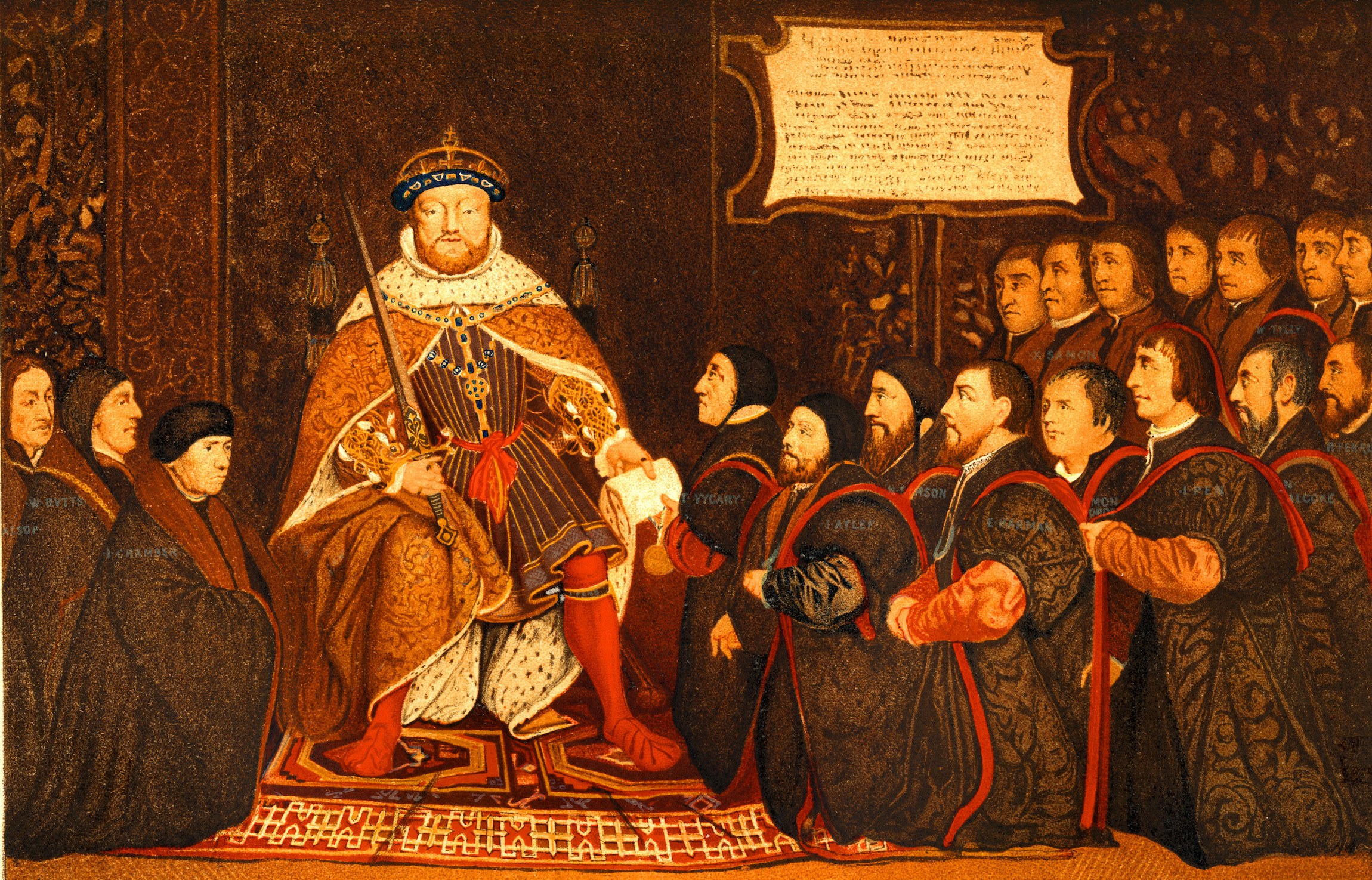 A rendering of Henry VIII and his court