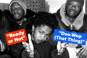 The Fugees and Lauryn Hill with her hands out