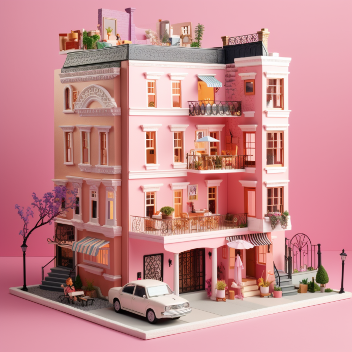 A pink townhouse