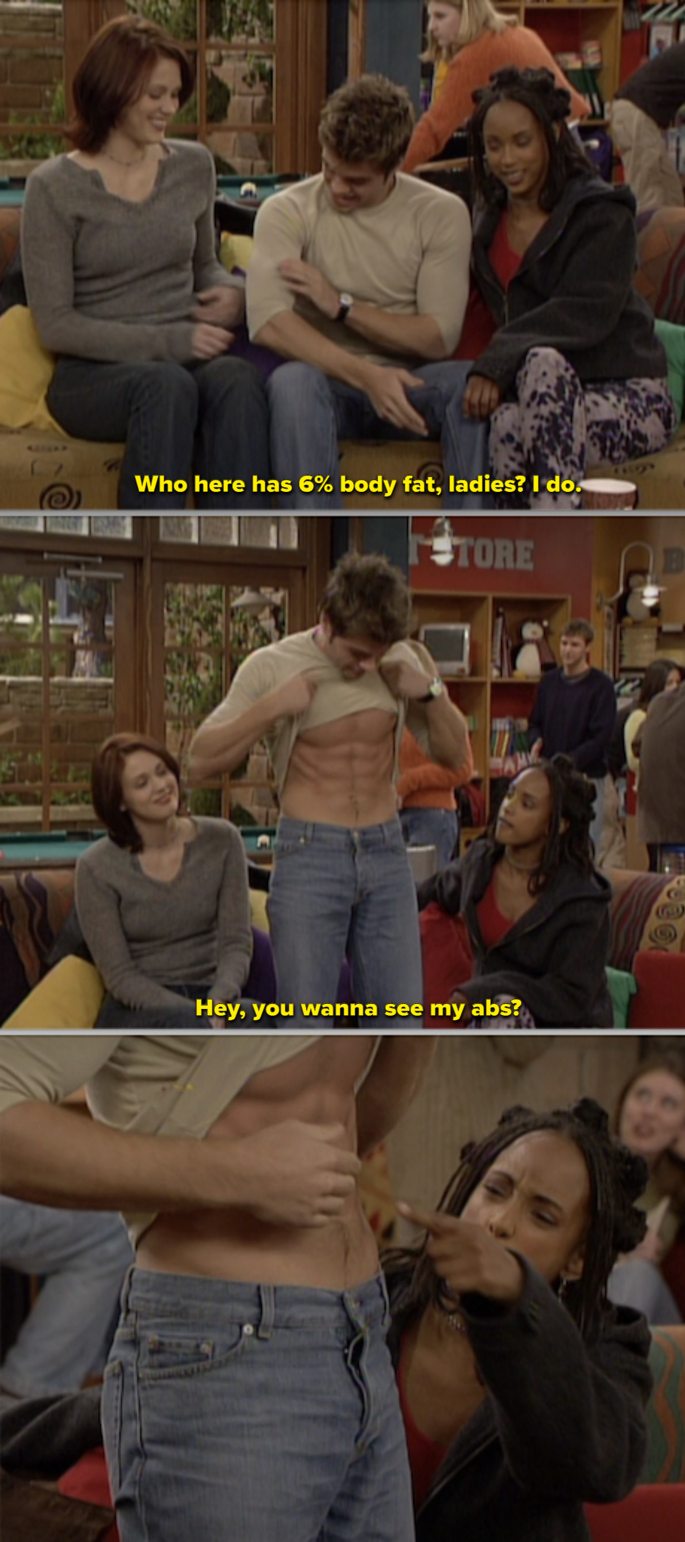 Matthew Lawrence showing off his abs in &quot;Boy Meets World&quot;