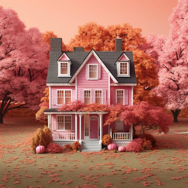A pink Victorian house