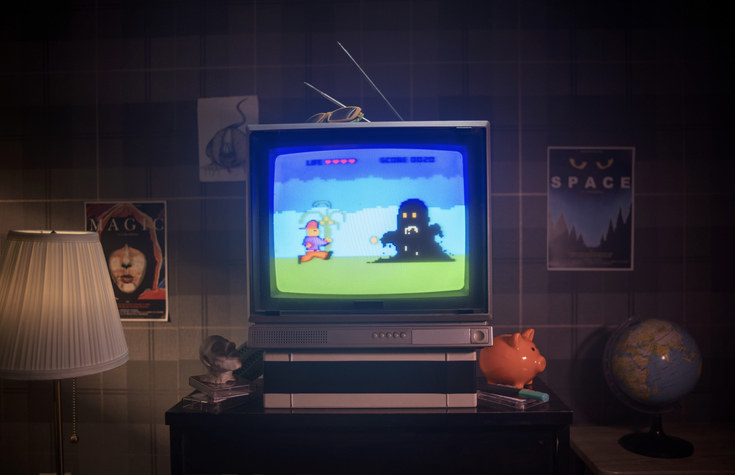 A TV showing a video game