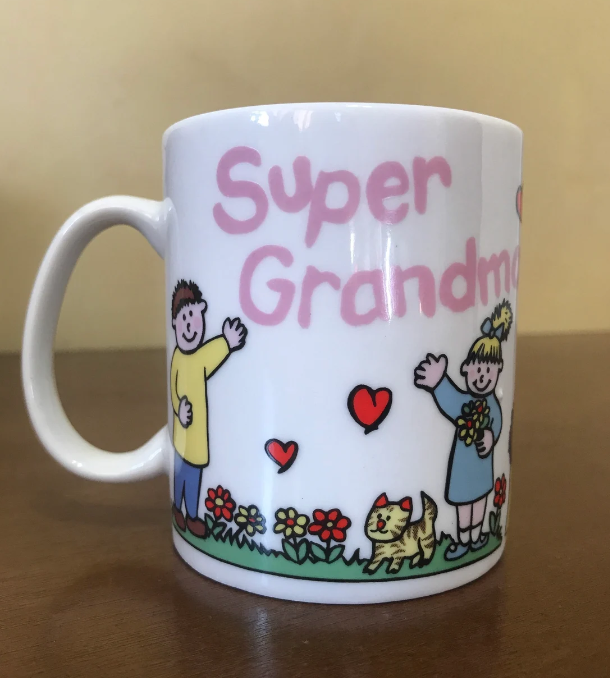 A "Super Grandma" coffee mug