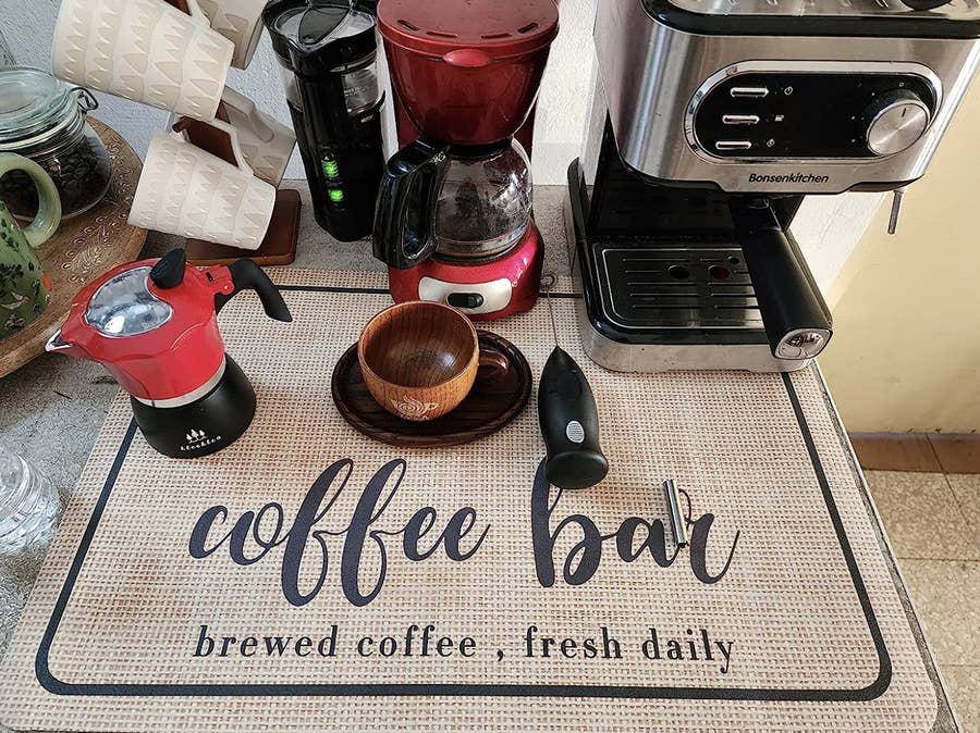 XiFEO Coffee Mat, Dish Drying Mat for Kitchen Counter, Coffee Bar Mat  Coffee Bar Accessories Fit Under Coffee Maker, Coffee Grinder, Espresso  Machine