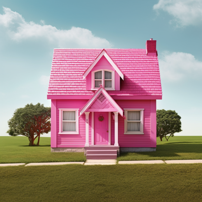 A bright pink house