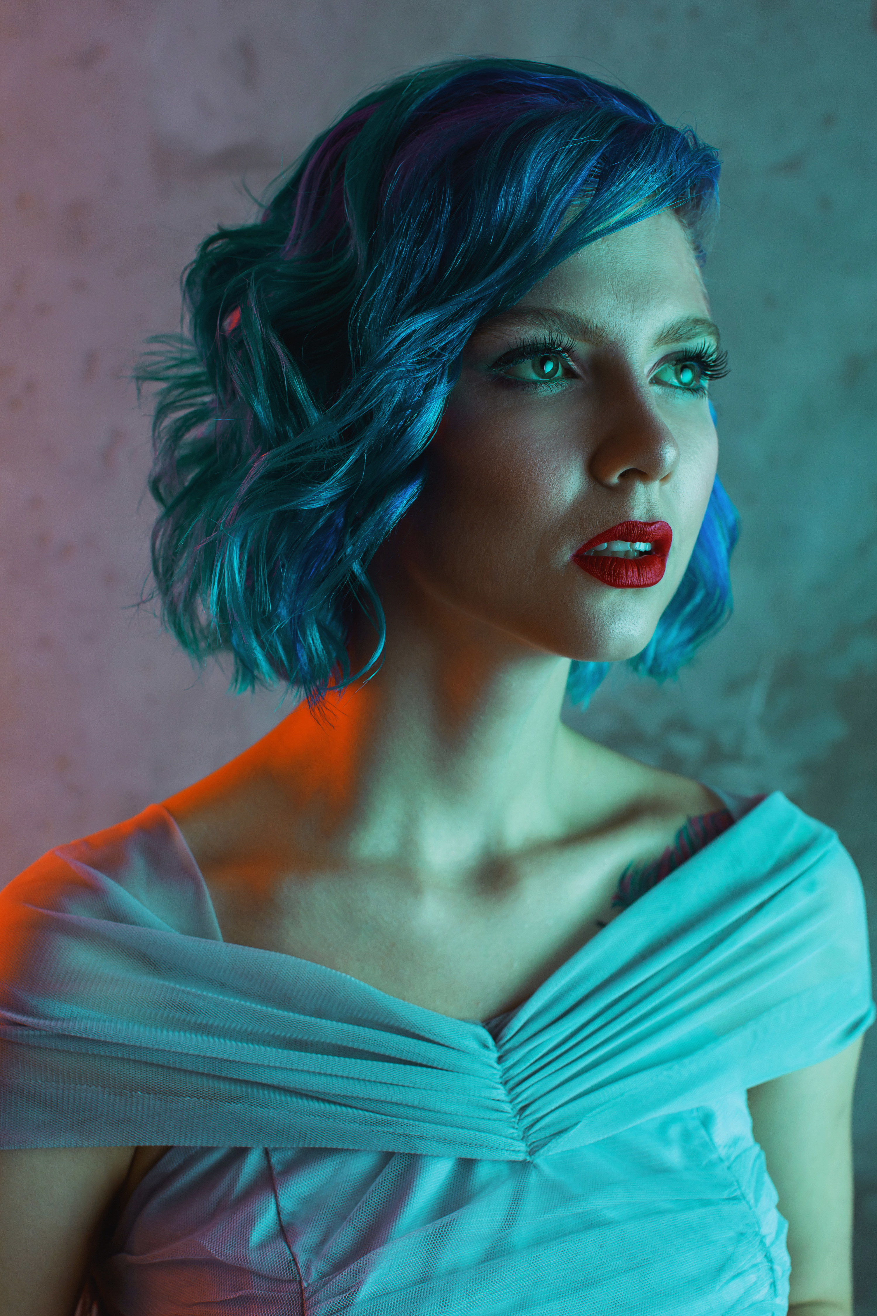 woman with blue hair