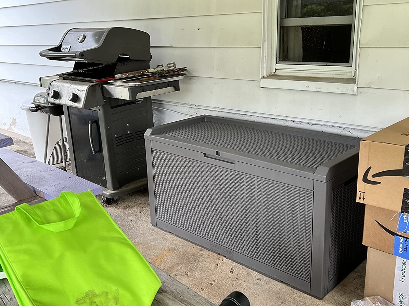 Reviewer&#x27;s photo of the outdoor storage box in the size 100 Gallon