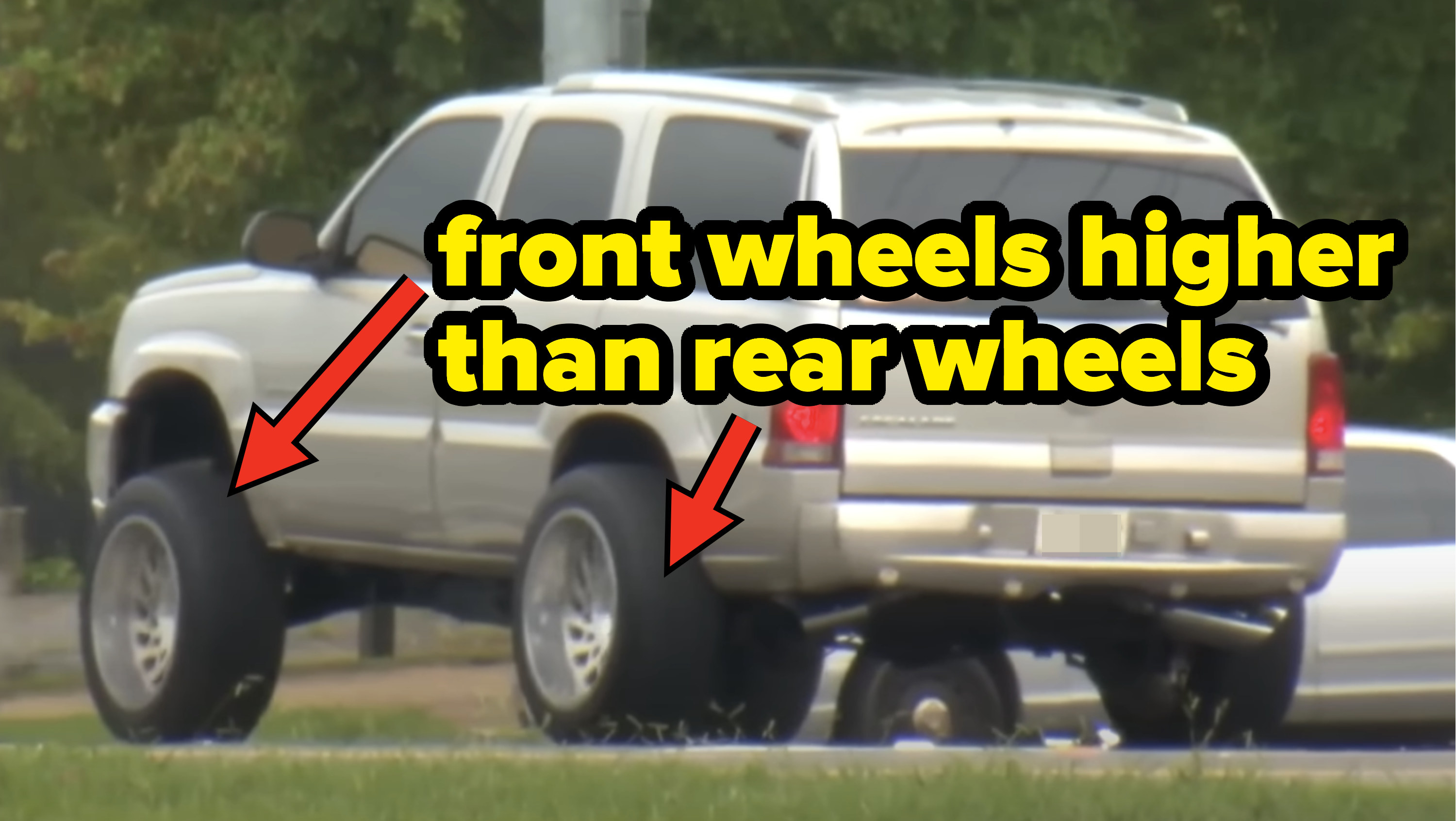 "front wheels higher than rear wheels"