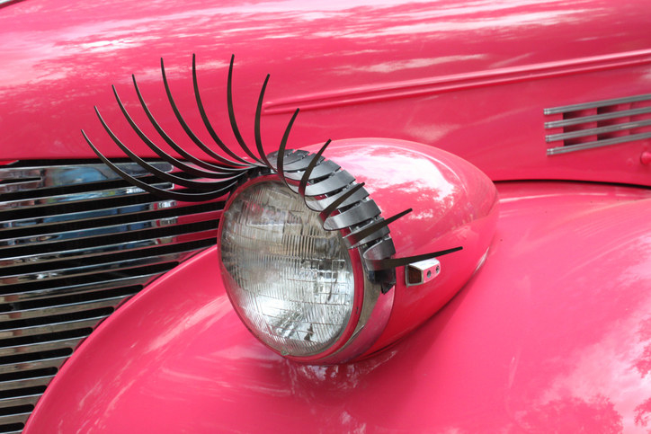 Eyelashes on a car&#x27;s headlight